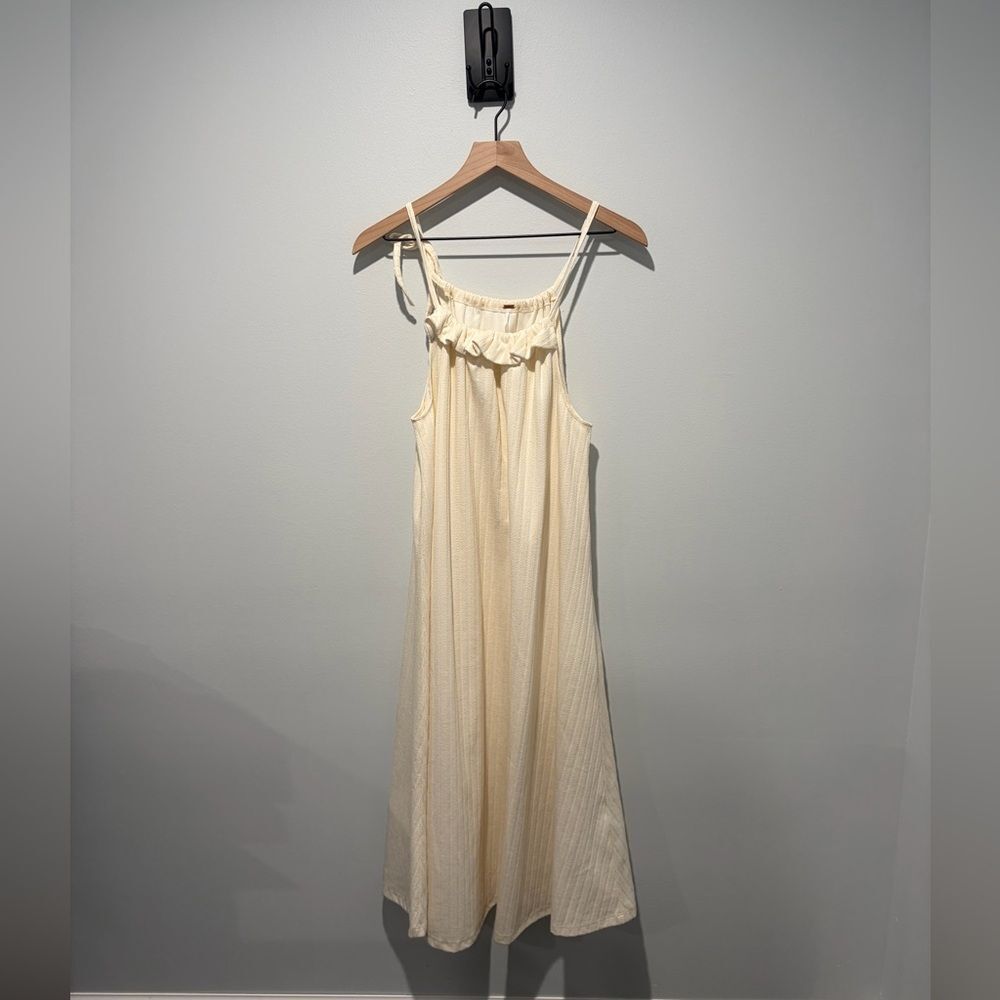 Free People Athens Tie Strap A-Line Midi Dress Cream S NWT New